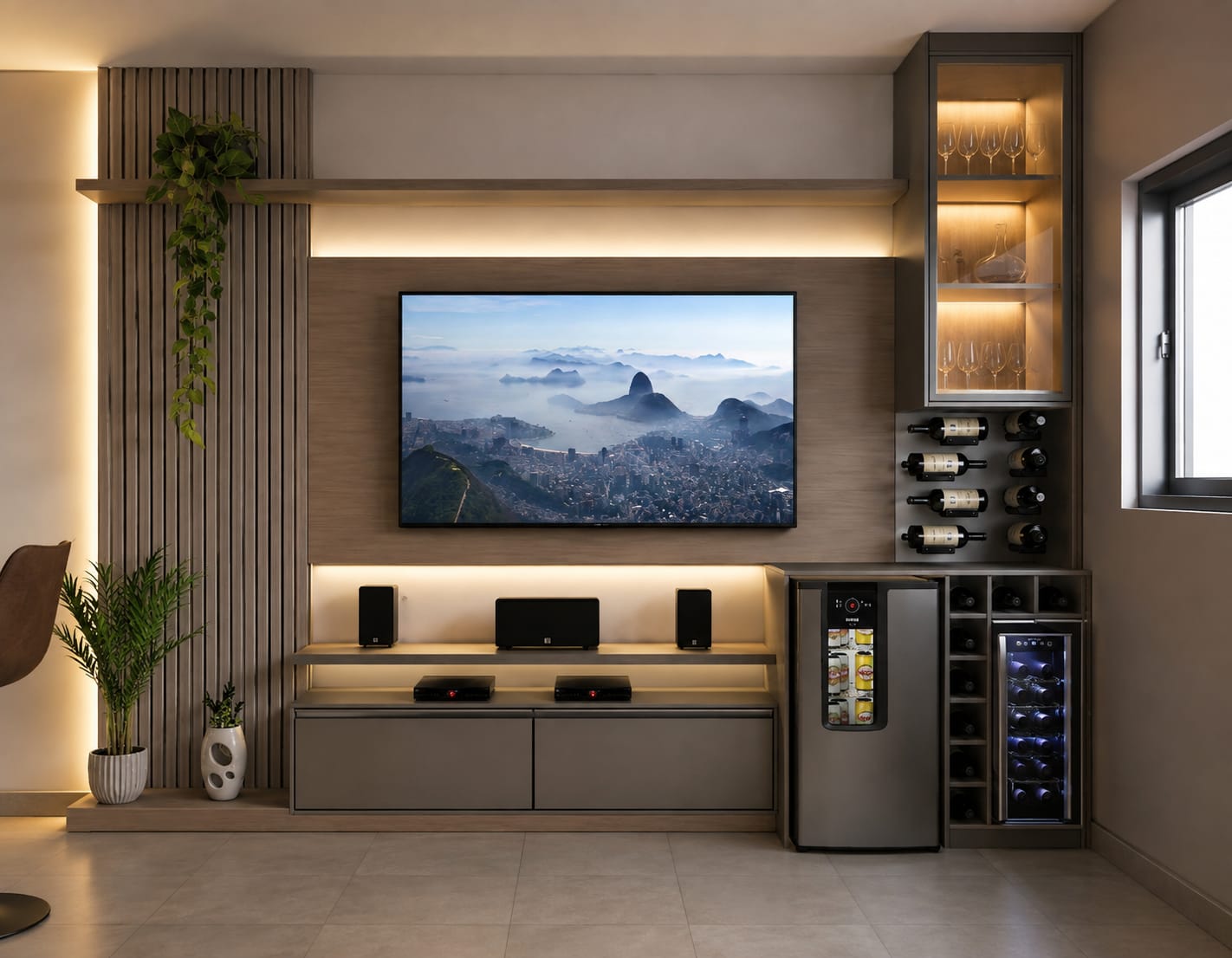 Home theater planejado em marcenaria