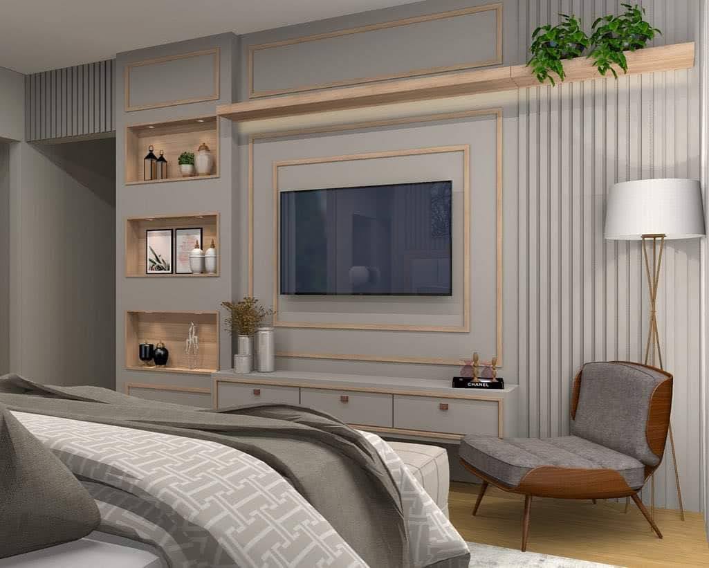Quarto com painel de TV planejado